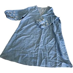 Embroidered Denim Tunic Dress